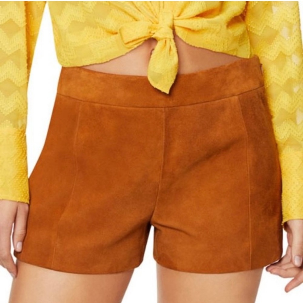 NWT Ramy Brook Adele Suede Shorts in Saddle Size 4